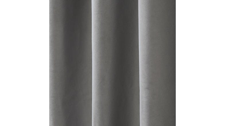 Cadence & Co. "Byron" Matte Velvet Blackout Curtain Twin Pack 90 x 223cm - Silver
