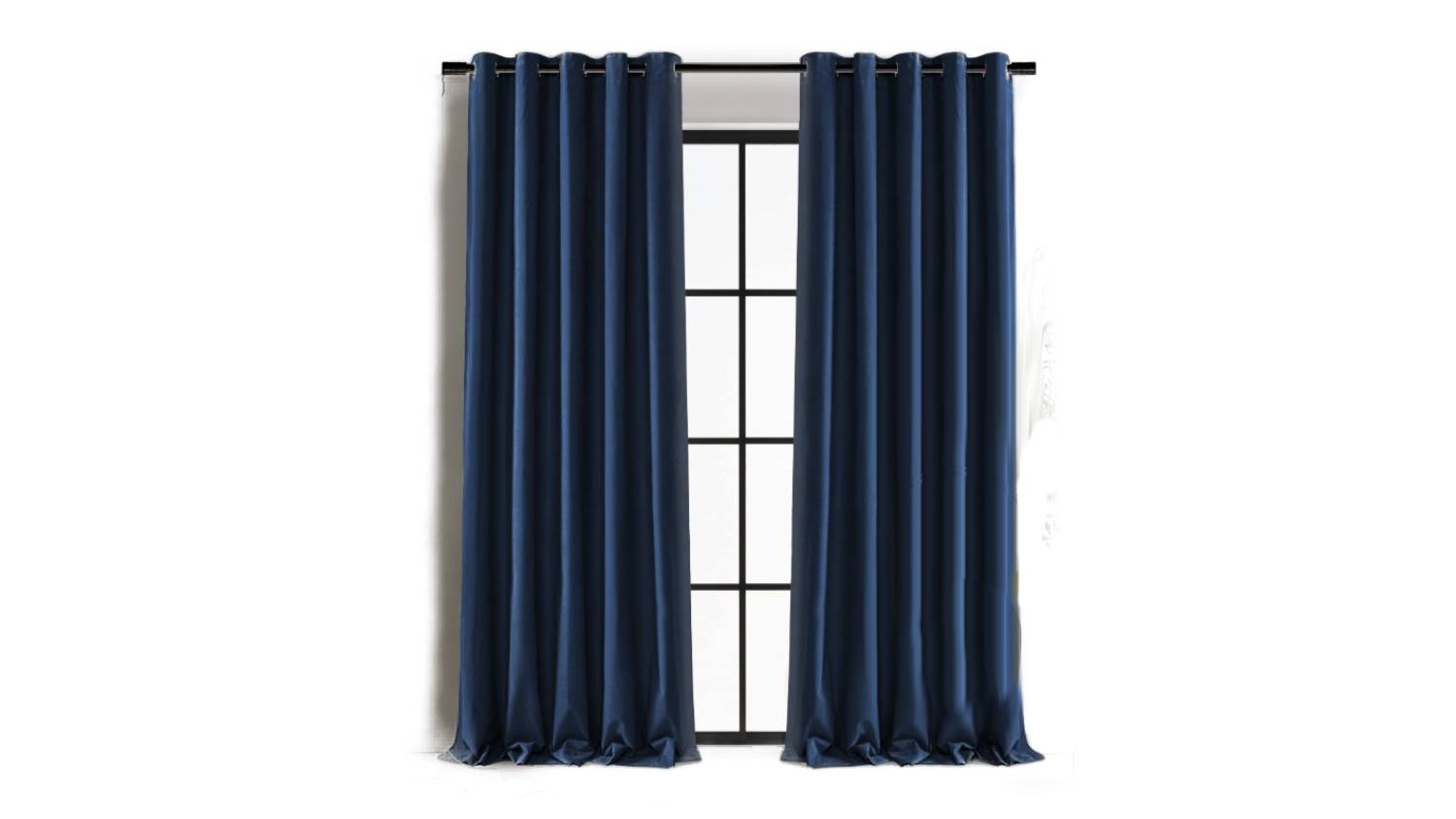 Cadence & Co. "Byron" Matte Velvet Blackout Curtain Twin Pack 135 x 223cm - Navy Blue