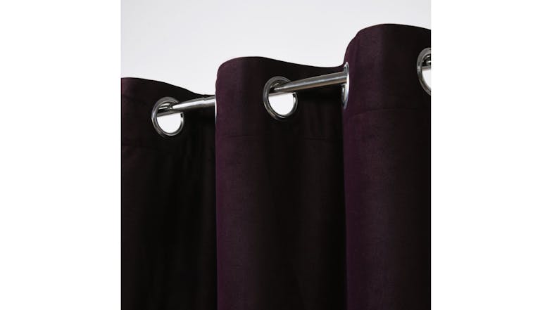 Cadence & Co. "Byron" Matte Velvet Blackout Curtain Twin Pack 90 x 223cm - Aubergine