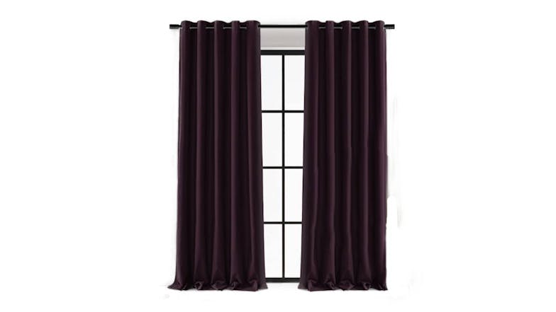 Cadence & Co. "Byron" Matte Velvet Blackout Curtain Twin Pack 135 x 223cm - Aubergine