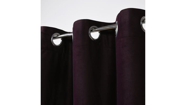 Cadence & Co. "Byron" Matte Velvet Blackout Curtain Twin Pack 135 x 223cm - Aubergine