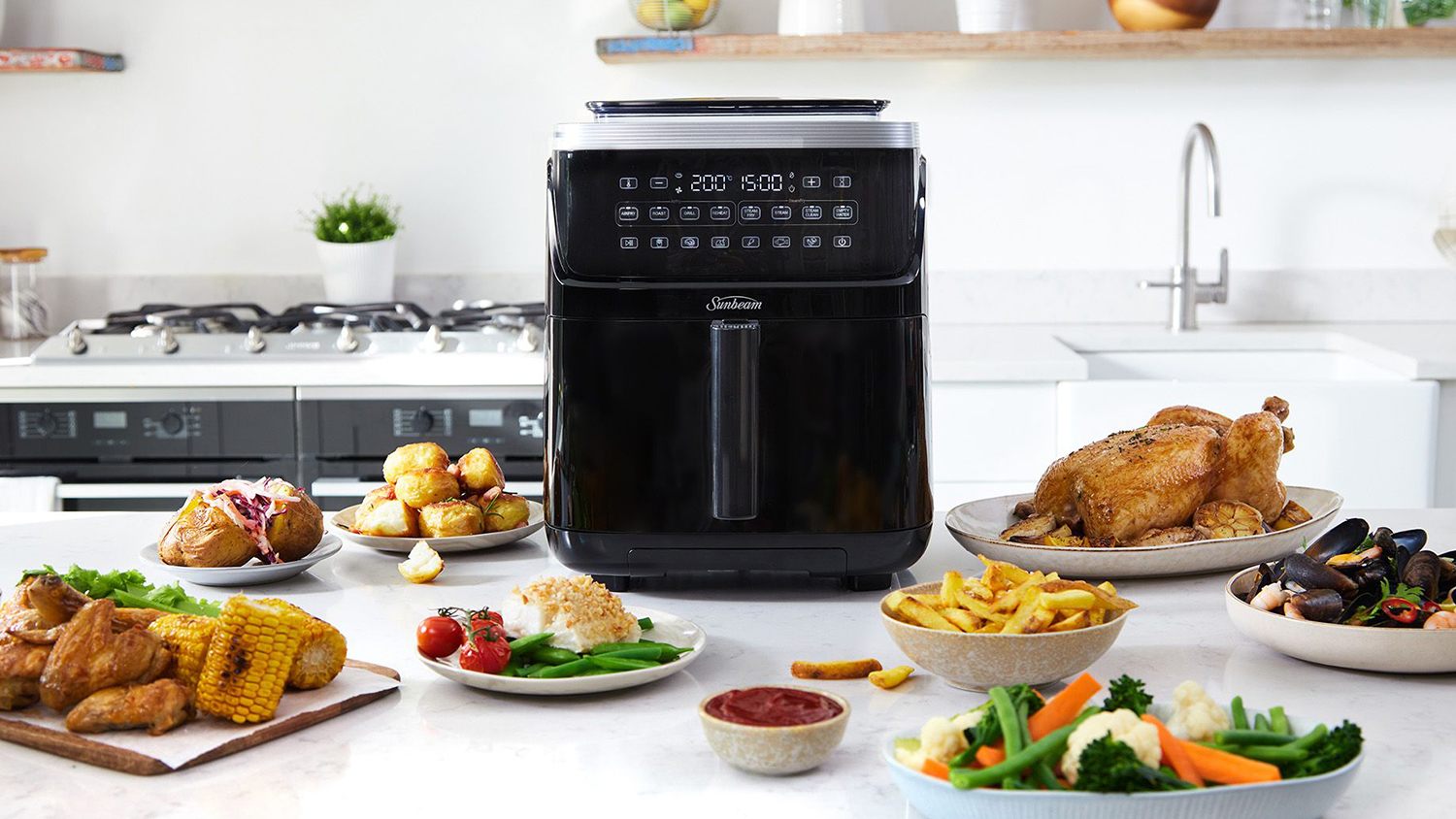 Sunbeam SteamFry 7L Air Fryer & Steam - Black (AFP4600BK)