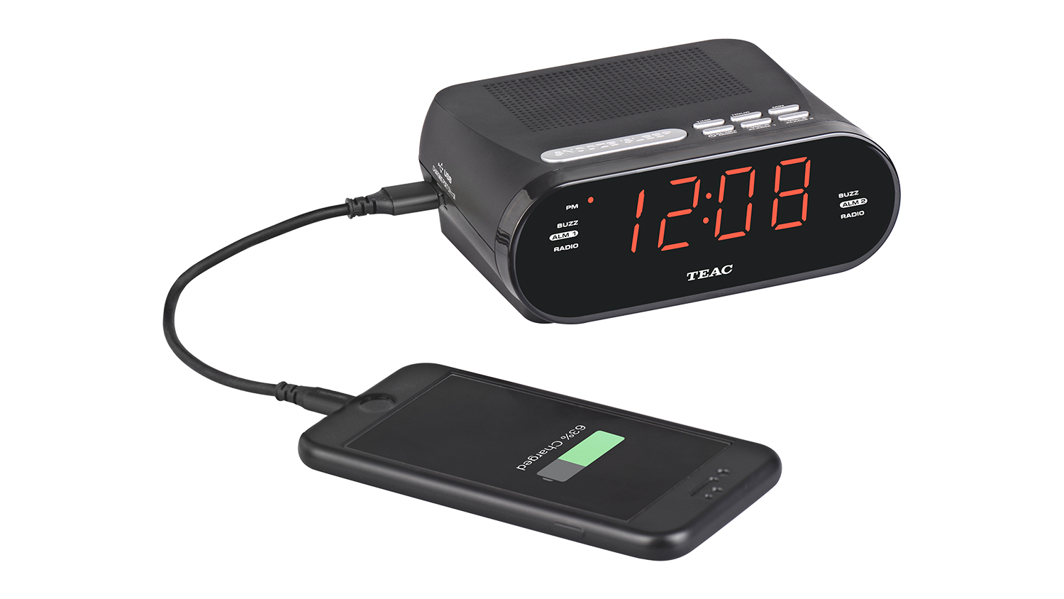 Teac Alarm Clock with FM Radio & USB Port - Black (CRX420)