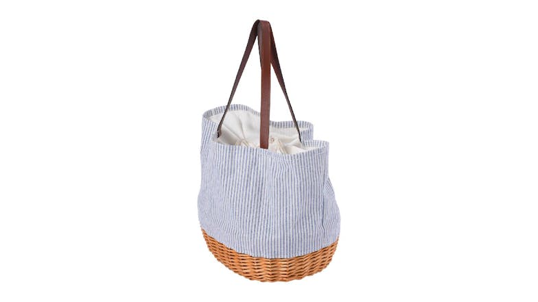 Vibes "Barossa" 2 Person Wicker/Canvas Picnic Tote Bag Set - Blue/White