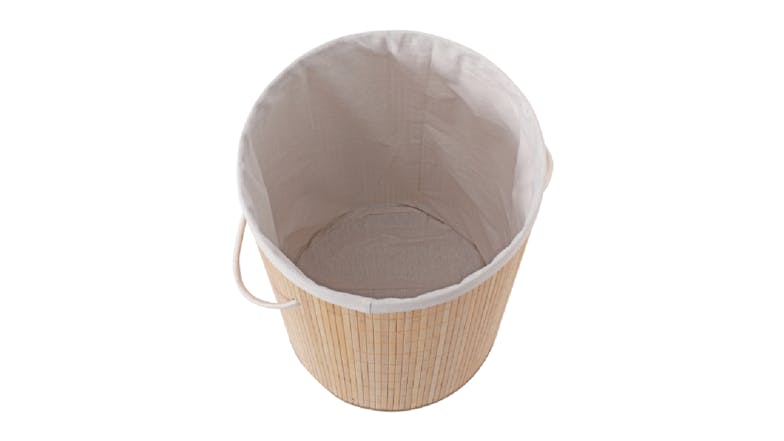 Sherwood Home Collapsable Round Bamboo Hamper