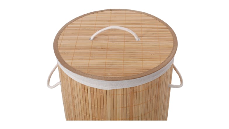 Sherwood Home Collapsable Round Bamboo Hamper