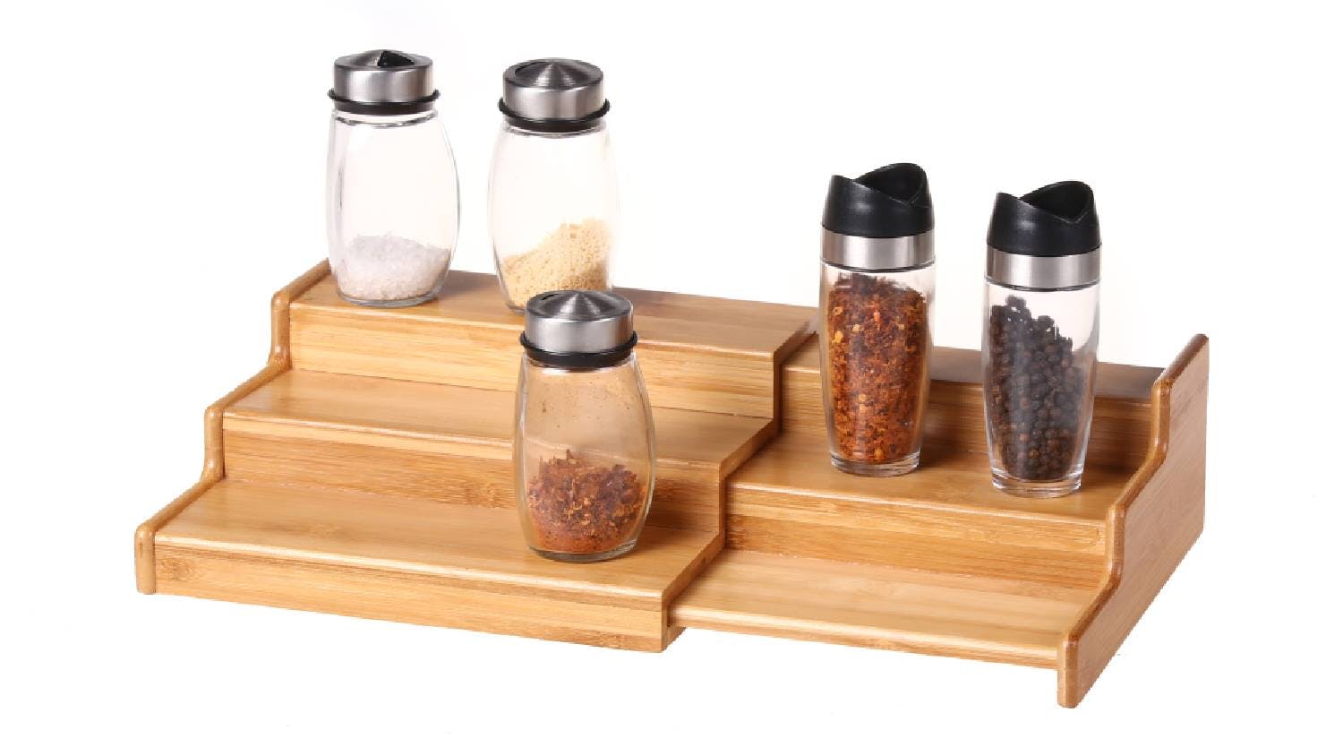 Gourmet Kitchen 3 Tier Expandable Spice Rack - Natural Bamboo