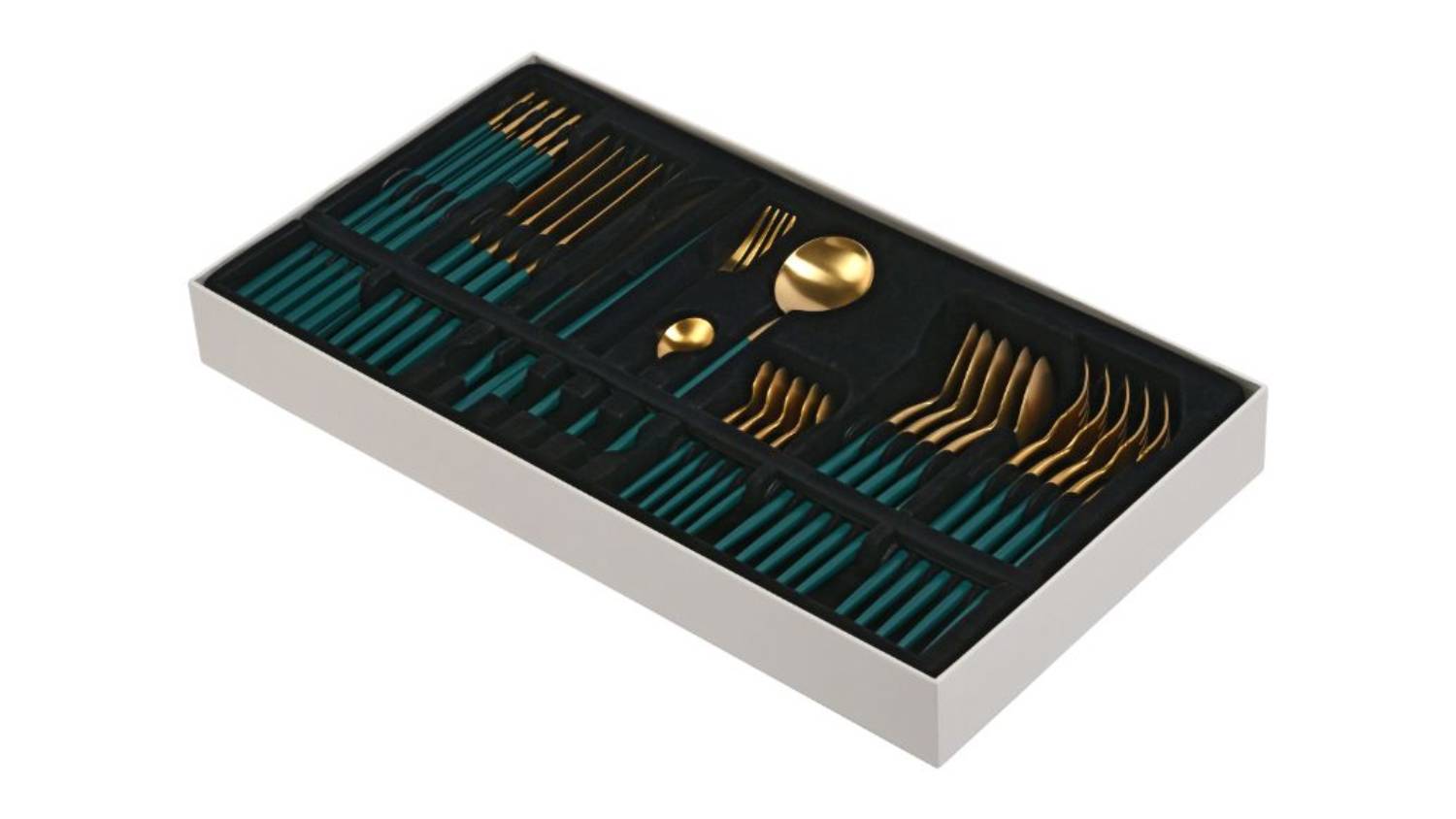 Cadence & Co. "Hemmingway" Cutlery Set 30pcs. - Matte Green/Gold