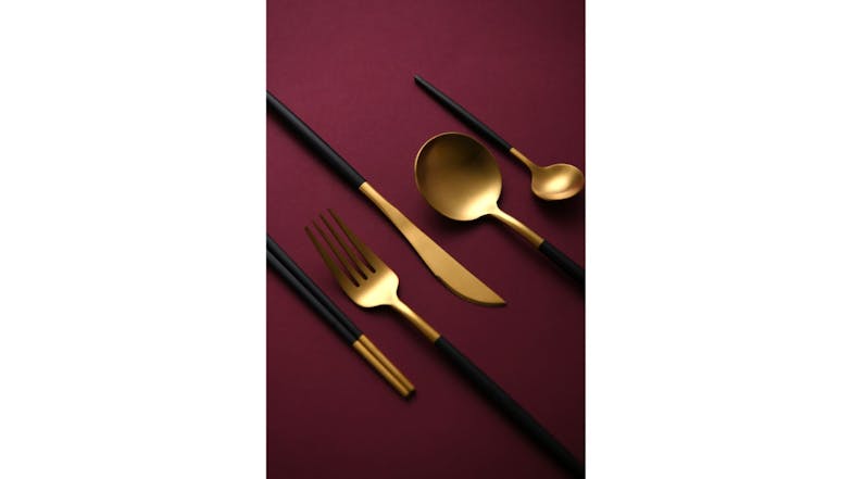 Cadence & Co. "Hemmingway" Cutlery Set 30pcs. - Matte Black/Gold