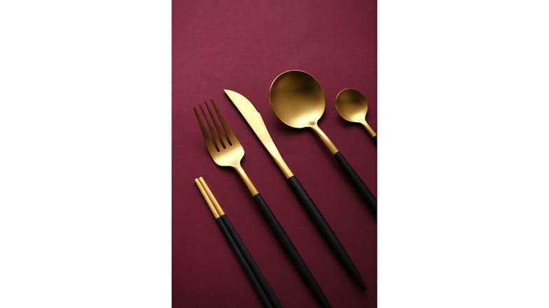 Cadence & Co. "Hemmingway" Cutlery Set 30pcs. - Matte Black/Gold