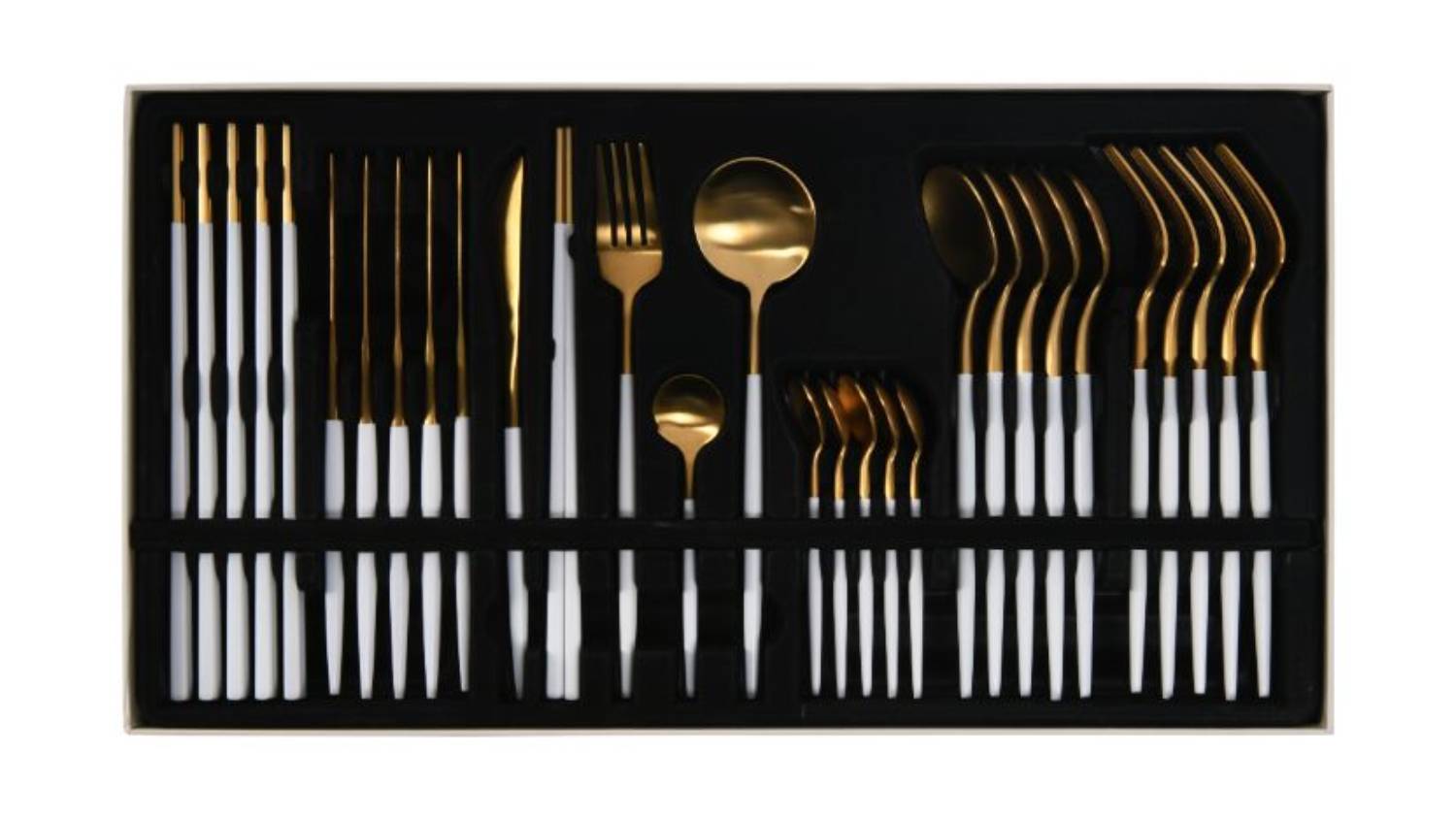 Cadence & Co. "Hemmingway" Cutlery Set 30pcs. - Matte White/Gold