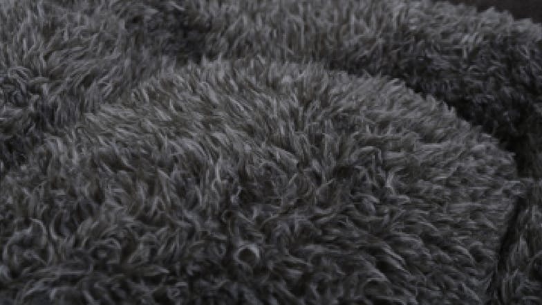 Charlie's Faux Fur Square Pet Bed w/ Padded Bolster Medium - Dark Grey