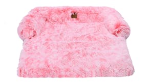 Charlie's Shaggy Faux Fur Square Pet Bed w/ Padded Bolster Large - Pink
