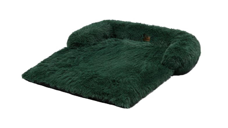 Charlie's Shaggy Faux Fur Square Pet Sofa w/ Bolsters Large - Green