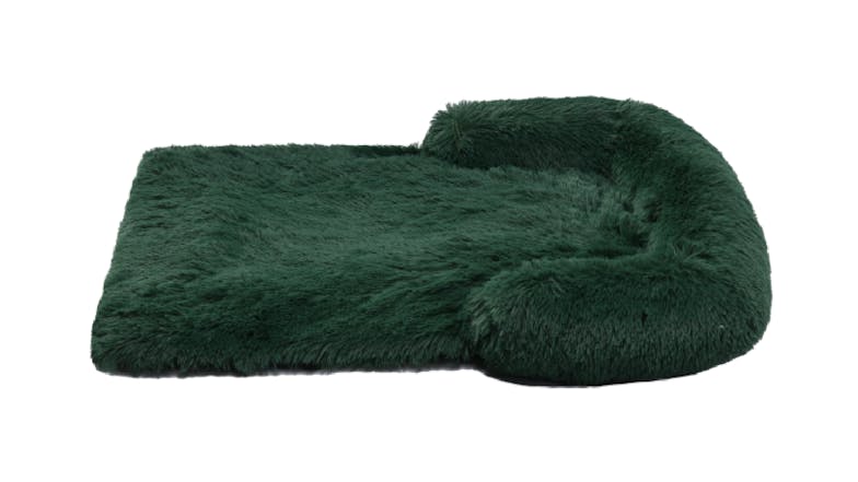 Charlie's Shaggy Faux Fur Square Pet Sofa w/ Bolsters Large - Green