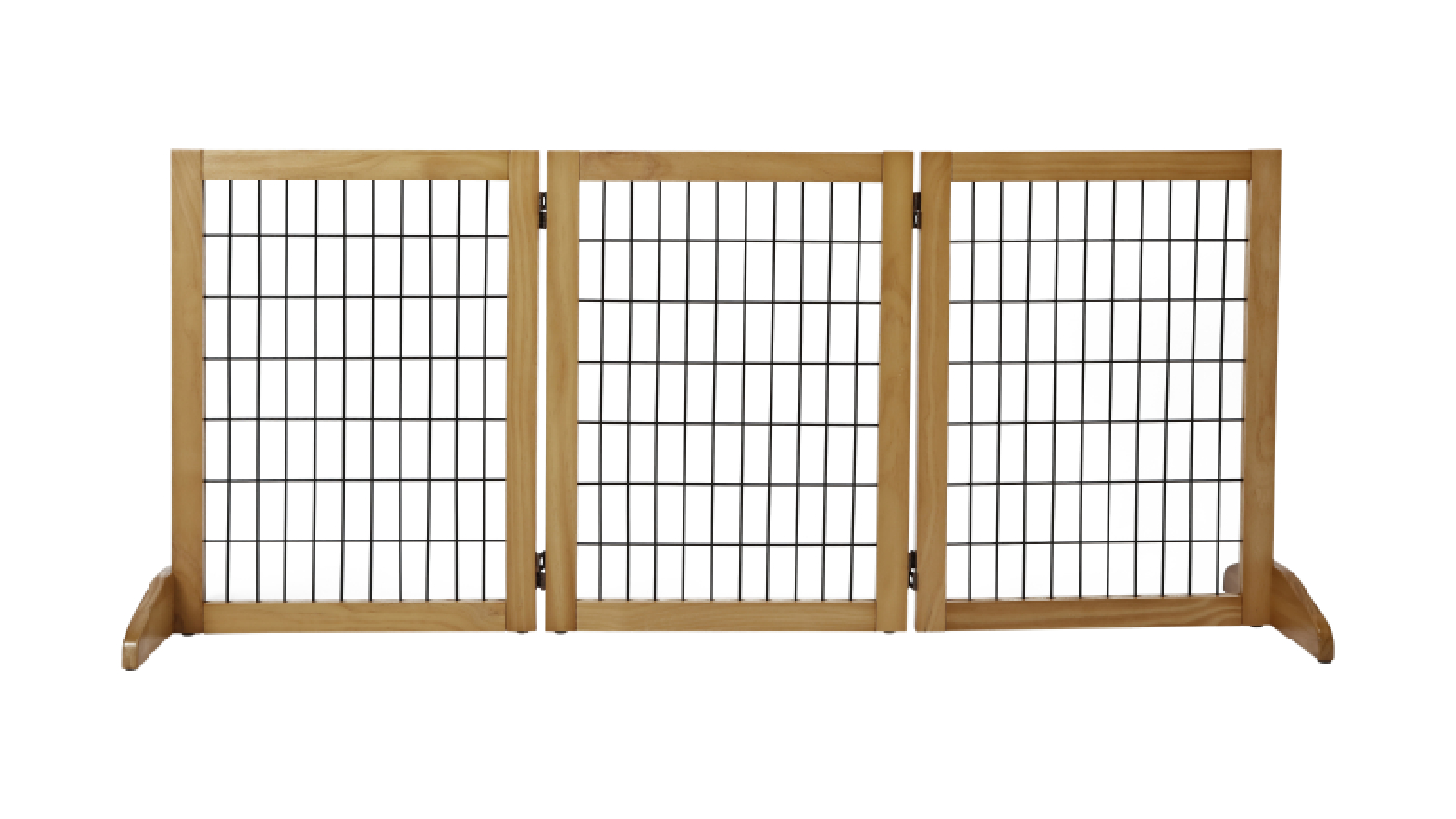 Charlie's 3 Panel Freestanding Pinewood/Metal Pet Gate