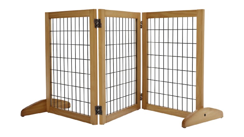 Charlie's 3 Panel Freestanding Pinewood/Metal Pet Gate