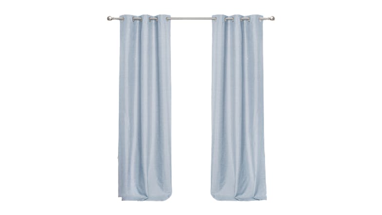 Sherwood Home Faux Linen Blackout Curtain Twin Pack 225 x 223cm - Ocean Blue