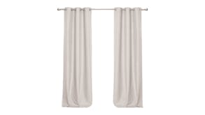 Sherwood Home Faux Linen Blackout Curtain Twin Pack 225 x 223cm - Porcelain