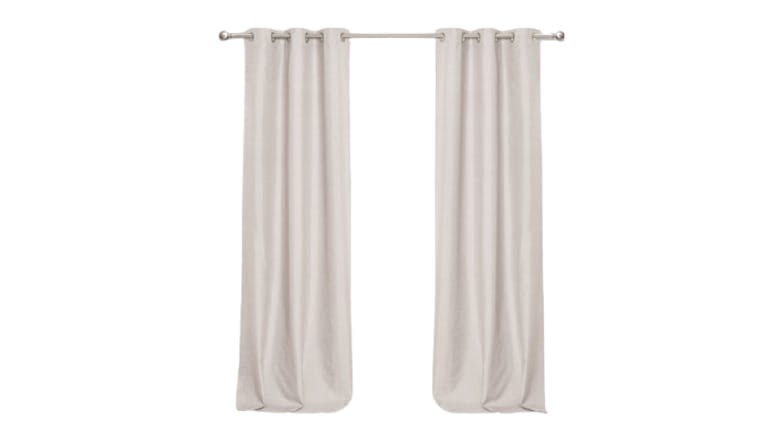 Sherwood Home Faux Linen Blackout Curtain Twin Pack 225 x 223cm - Porcelain