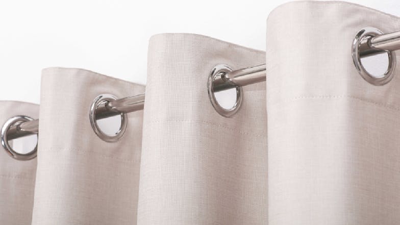 Sherwood Home Faux Linen Blackout Curtain Twin Pack 225 x 223cm - Porcelain