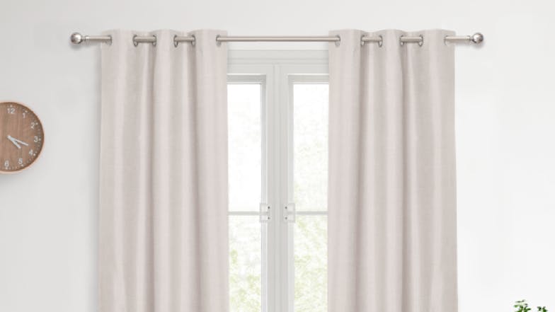 Sherwood Home Faux Linen Blackout Curtain Twin Pack 225 x 223cm - Porcelain