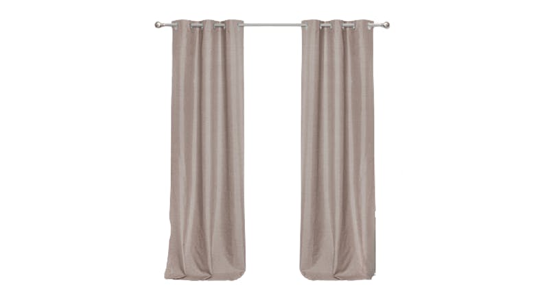 Sherwood Home Faux Linen Blackout Curtain Twin Pack 90 x 223cm - Cinnamon