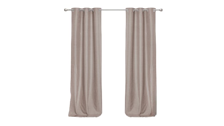 Sherwood Home Faux Linen Blackout Curtain Twin Pack 135 x 223cm - Cinnamon