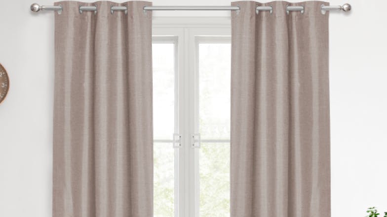 Sherwood Home Faux Linen Blackout Curtain Twin Pack 135 x 223cm - Cinnamon