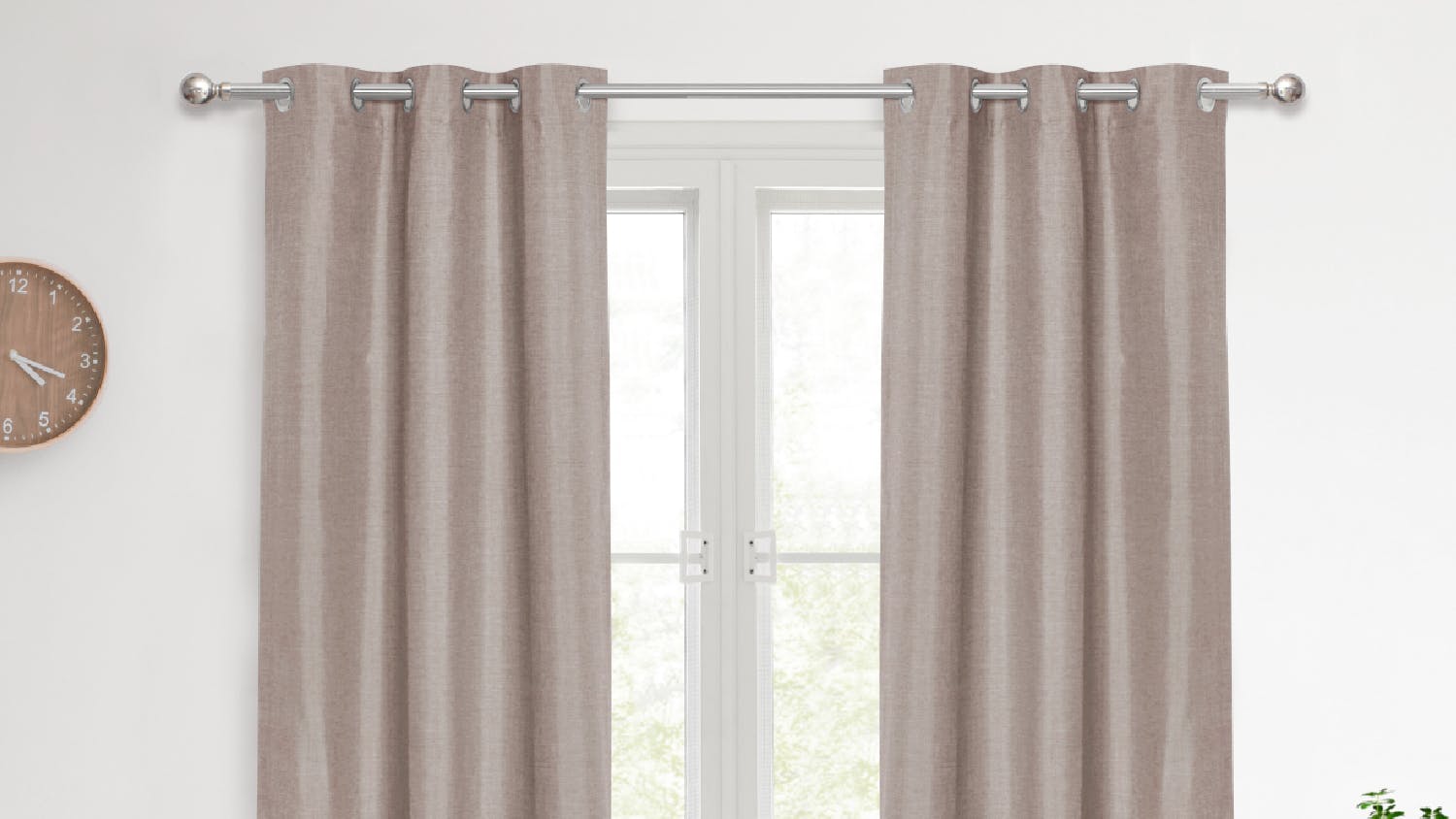 Sherwood Home Faux Linen Blackout Curtain Twin Pack 225 x 223cm - Cinnamon