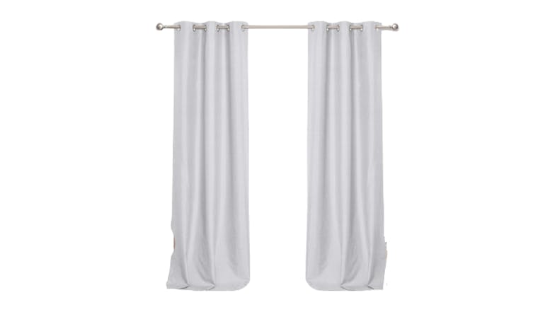 Sherwood Home Faux Linen Blackout Curtain Twin Pack 135 x 223cm - Grey