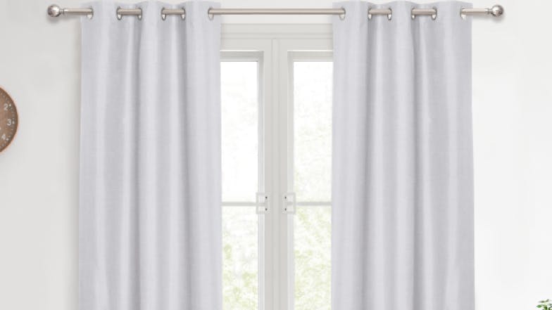 Sherwood Home Faux Linen Blackout Curtain Twin Pack 135 x 223cm - Grey