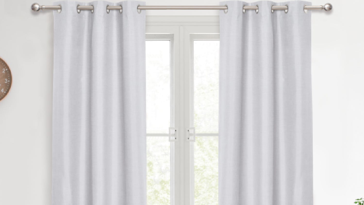 Sherwood Home Faux Linen Blackout Curtain Twin Pack 135 x 223cm - Grey