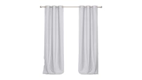 Sherwood Home Faux Linen Blackout Curtain Twin Pack 180 x 223cm - Grey