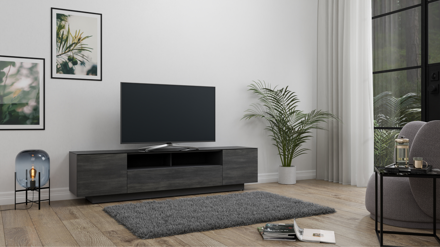 Sonorous 2m TV/AV Entertainment Centre Cabinet - Black North Wood (Value Series Lowboy/LB2030BNWNZ)