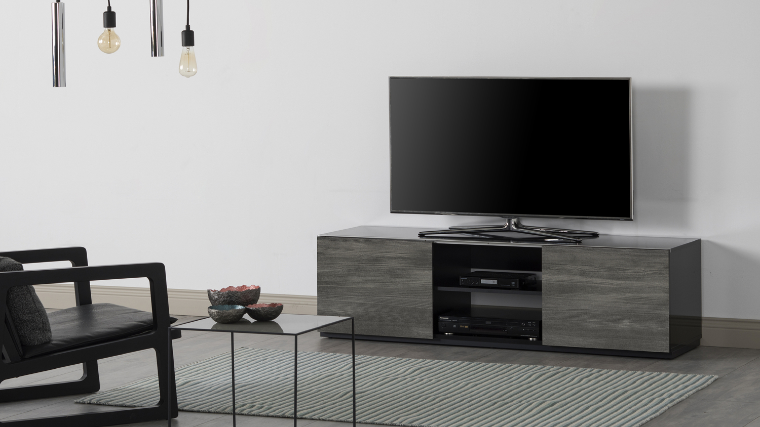 Sonorous 1.5m TV/AV Entertainment Centre Cabinet - Black North Wood (Value Series/TRD150GBLKBNW)