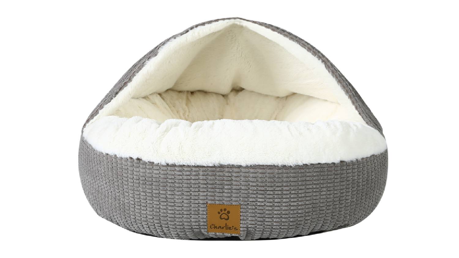 Charlie's "Snookie" Corncob Fabric Pet Bed with Hood Small - Grey