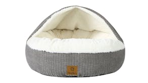 Charlie's "Snookie" Corncob Fabric Pet Bed w/ Hood Small - Grey