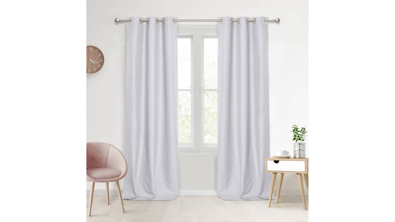 Sherwood Home Faux Linen Blackout Curtain Twin Pack 90 x 223cm - Grey