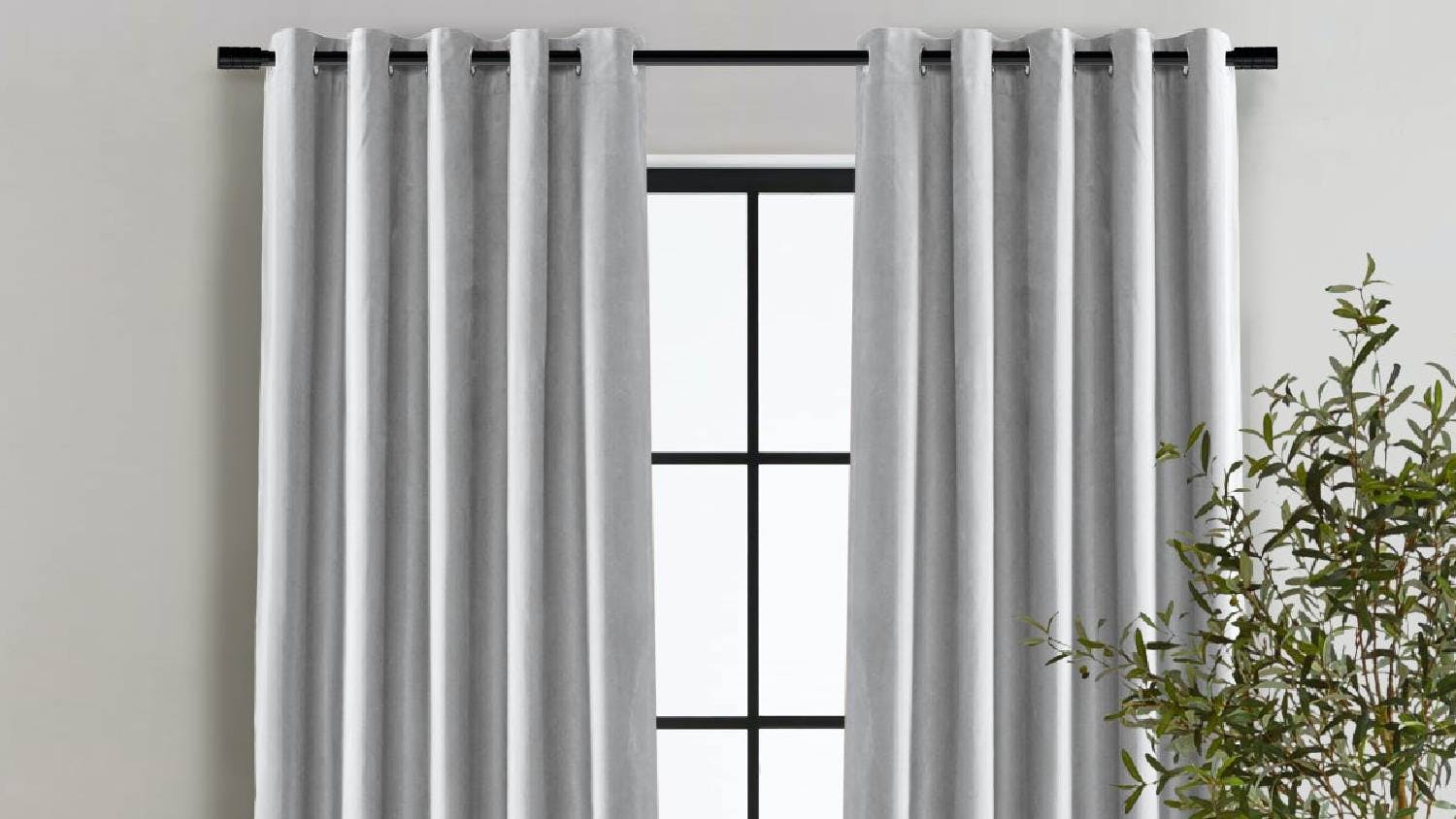 Cadence & Co. "Byron" Matte Velvet Blackout Curtain Twin Pack 180 x 223cm - Silver