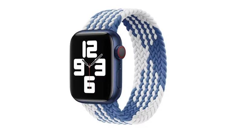 Equipo Braided Solo Loop Replacement Watch Straps for Apple Watch 42mm - White/Blue