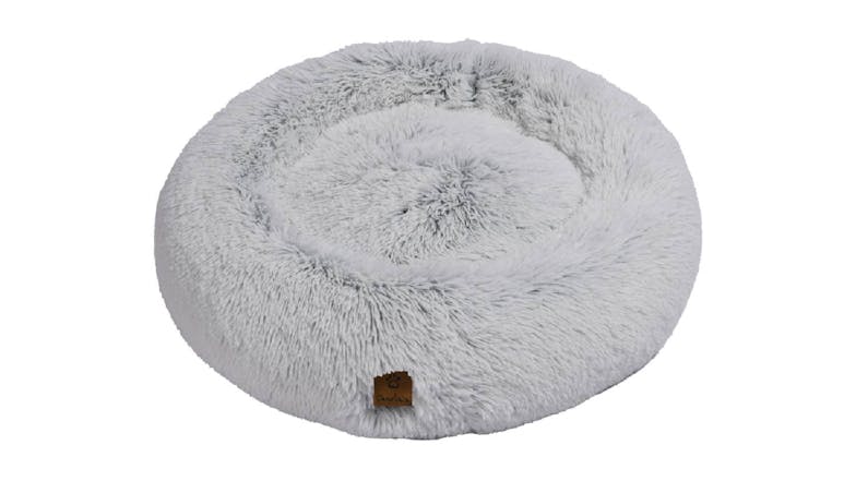 Charlie's Shaggy Faux Fur Round Pet Bed Medium - White