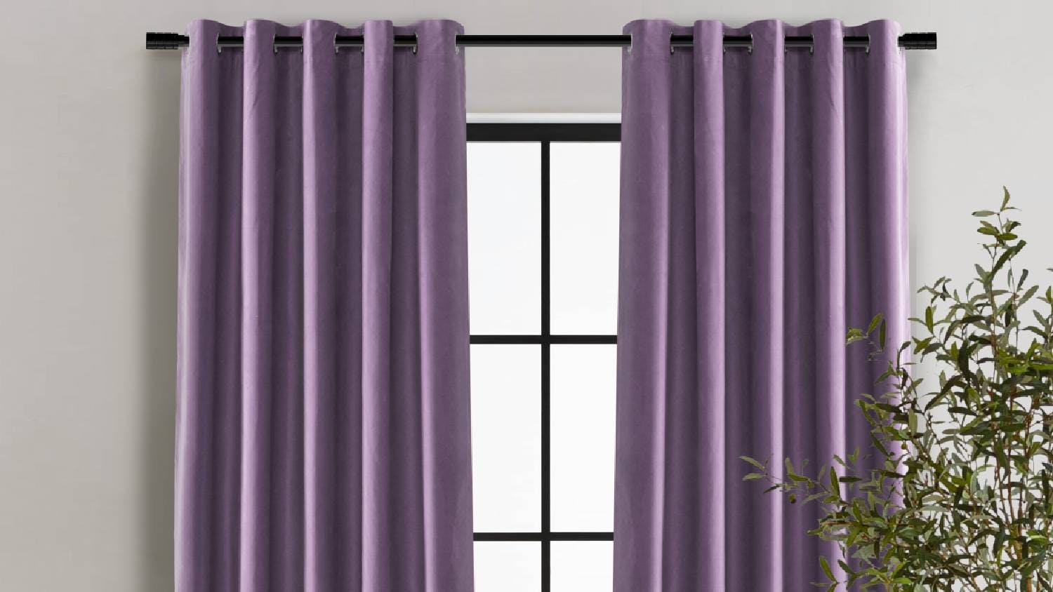 Cadence & Co. "Byron" Matte Velvet Blackout Curtain Twin Pack 180 x 223cm - Lilac