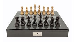 Dal Rossi 20" Ebony & Box Wood Chess Set - Carbon Fibre Shiny Finish