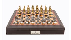 Dal Rossi 18" Medieval War Chess Set - Brown PU Leather Edge