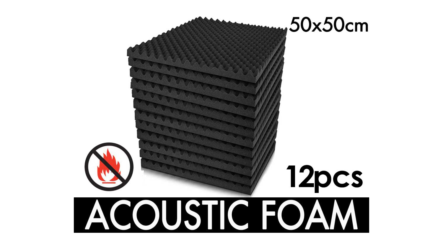 TSB Living Egg Carton Acoustic Foam 50 x 50cm 12pcs. - Black