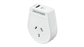 Jackson Outbound Slim Dual Wall Charger (USB-A & USB-C) With Travel Adapters for USA - White