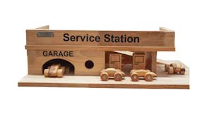 QTOYS SOLID WOODEN SERVICE STATION