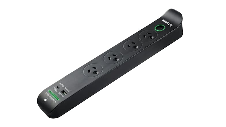 Jackson Raptor4 USB Powerboard - Black (4 Outlet with 1 x USB-A, 1 x USB-C)