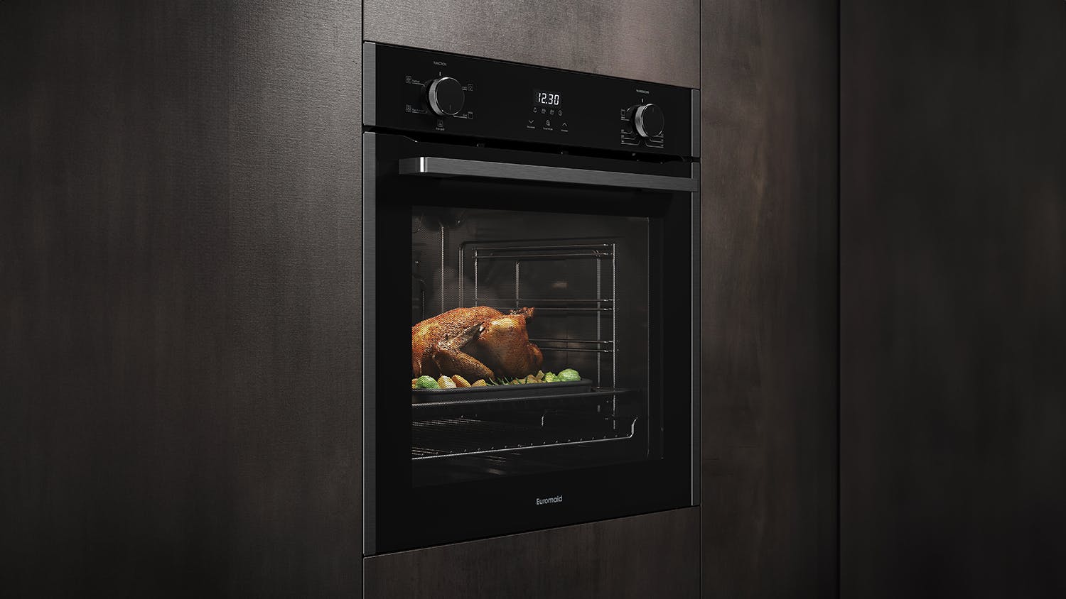 Euromaid 60cm 5 Function Built-In Oven - Dark Stainless Steel (EO605DTB)